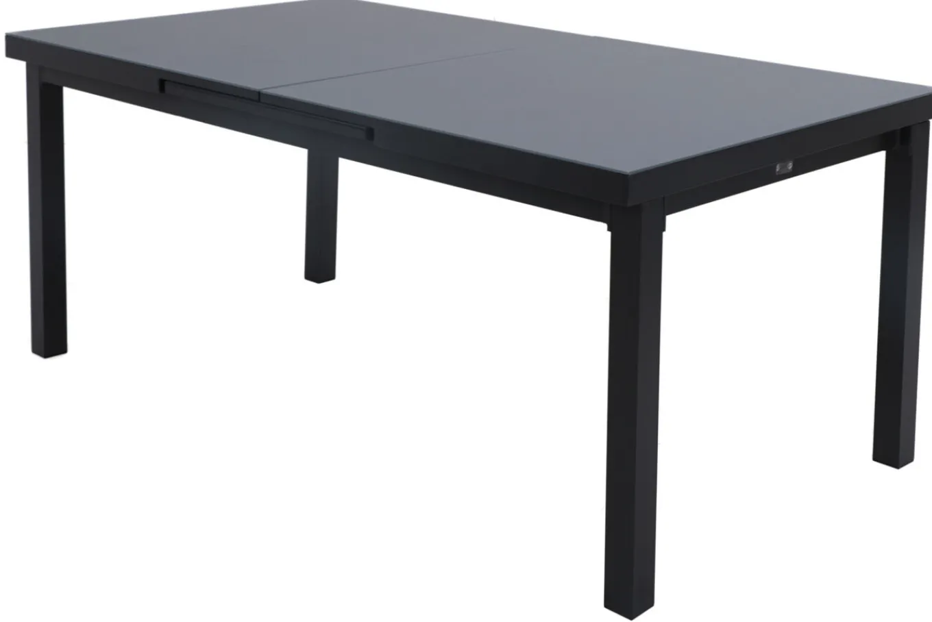 New Premium Garten-Essgruppe, ® anthrazit matt, Alu / Glas / Teak, Tisch 180/240 x 100cm, 6 Stapelsessel, 2 Klappstühle Garten-Essgruppen