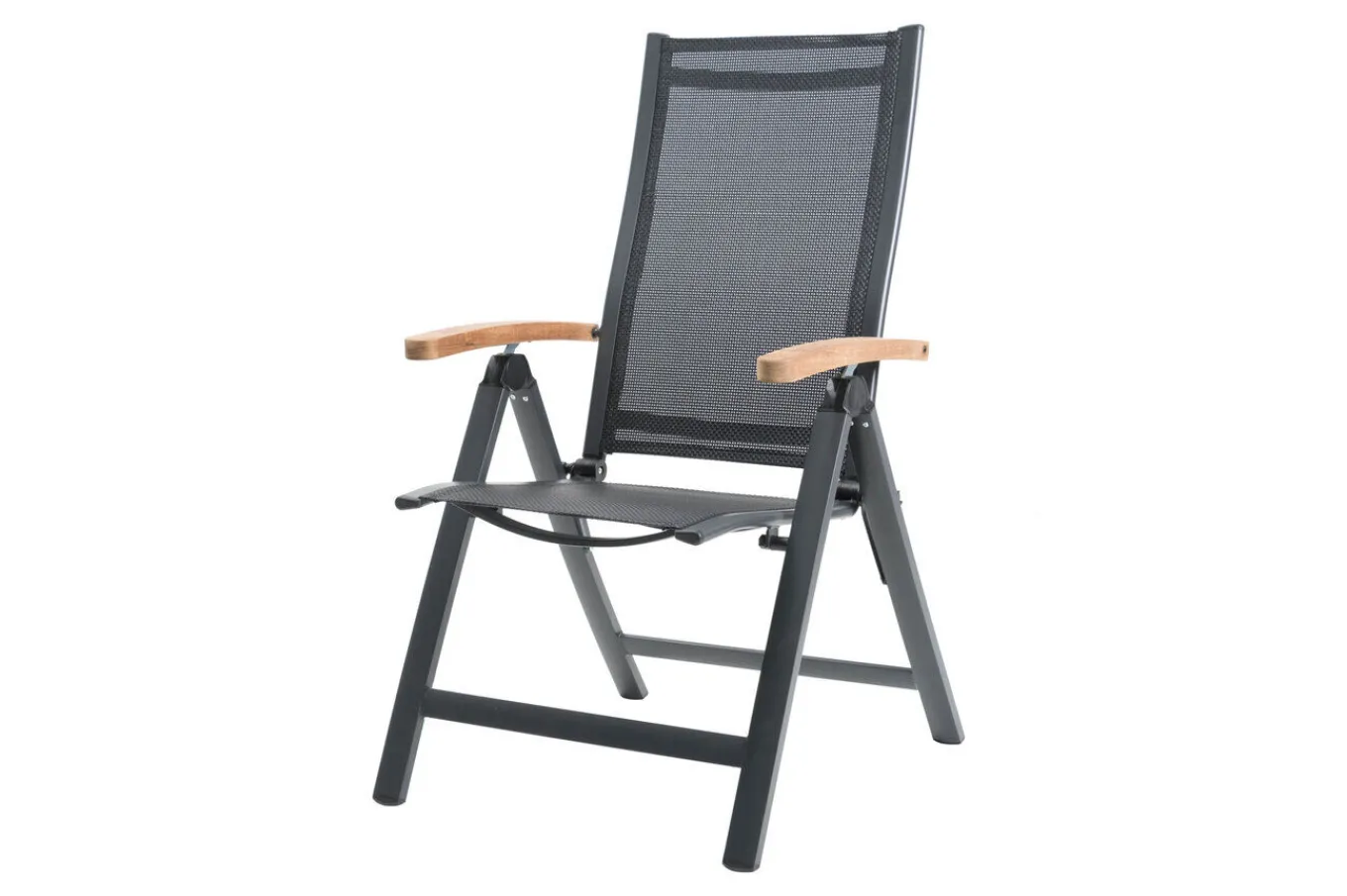 New Premium Garten-Essgruppe, ® anthrazit matt, Alu / Glas / Teak, Tisch 180/240 x 100cm, 6 Stapelsessel, 2 Klappstühle Garten-Essgruppen