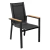 Premium Garten-Essgruppe, ® anthrazit matt, Alu / Glas / Teak, Tisch 180/240 x 100cm, 4 Stapelsessel, 2 Klappstühle Garten-Essgruppen