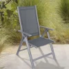 Hot Premium Garten-Essgruppe, silber/grau, Alu/Textilene, Ausziehtisch 180/240 x 100 cm, 4 Stapel-, 2 Klappstühle Garten-Essgruppen|Aluminium-Gartenmöbel