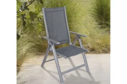 Hot Premium Garten-Essgruppe, silber/grau, Alu/Textilene, Ausziehtisch 180/240 x 100 cm, 4 Stapel-, 2 Klappstühle Garten-Essgruppen|Aluminium-Gartenmöbel