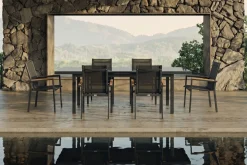 Outlet Premium Garten-Essgruppe, 6 Personen, ausziehbar, 180-240cm, Alu/Glas/Teak, Stapelsessel Garten-Essgruppen