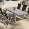 Hot Premium Garten-Essgruppe, silber/anthrazit, Alu/Textilene, Ausziehtisch 180/240 x 100 cm, 6 Klappstühle Garten-Essgruppen