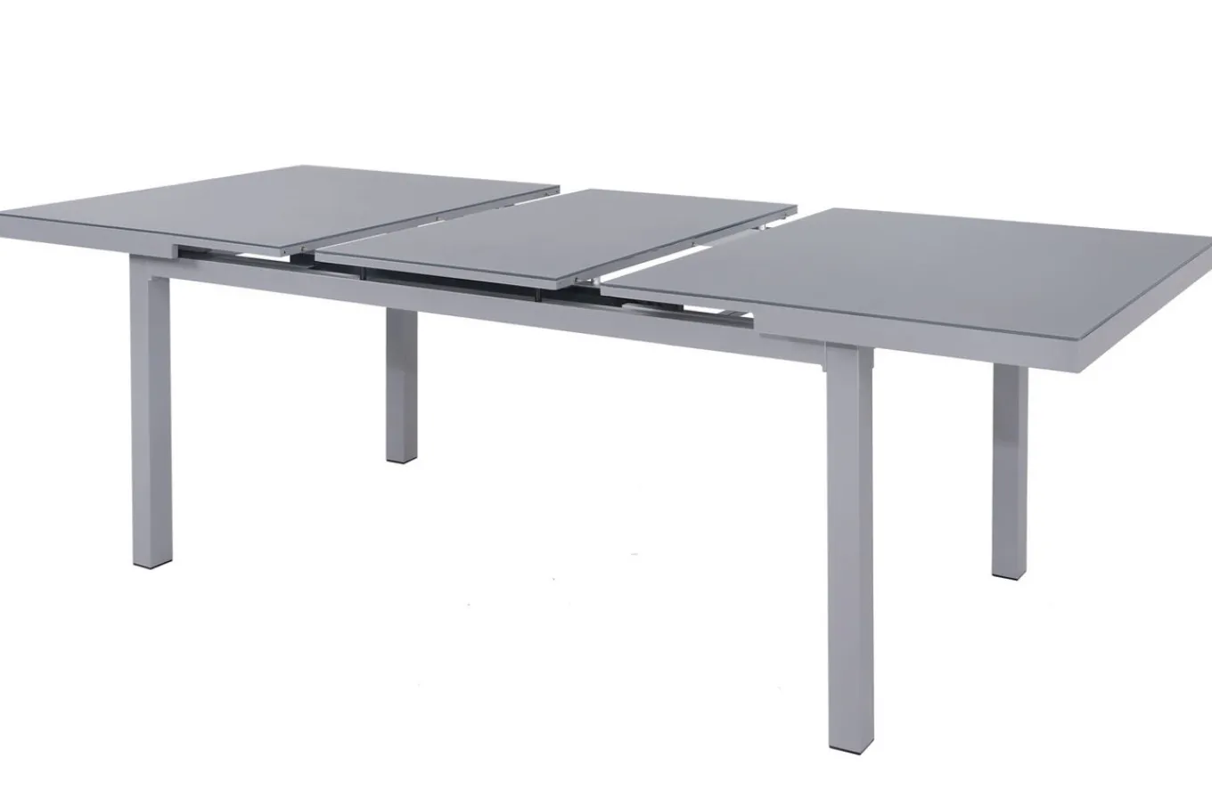Hot Premium Garten-Essgruppe, silber/anthrazit, Alu/Textilene, Ausziehtisch 180/240 x 100 cm, 6 Klappstühle Garten-Essgruppen