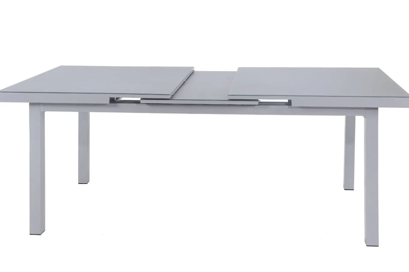 Hot Premium Garten-Essgruppe, silber/anthrazit, Alu/Textilene, Ausziehtisch 180/240 x 100 cm, 6 Klappstühle Garten-Essgruppen