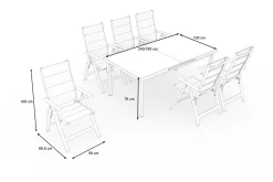 Sale Premium Garten-Essgruppe für 6 Personen, anthrazit/grau, Alu/Sicherheitsglas, Tisch ausziehbar, Stühle klappbar, UV-beständig Garten-Essgruppen|Aluminium-Gartenmöbel
