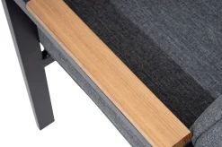 Sale Premium Garten-Essgruppe, anthrazit matt, Aluminium/Polyester/Spraystone/Teak, 160/260 x 100 cm, 6 Stapelsessel Garten-Essgruppen