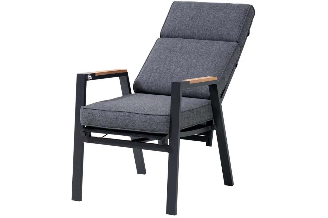 Sale Premium Garten-Essgruppe, anthrazit matt, Aluminium/Polyester/Spraystone/Teak, 160/260 x 100 cm, 6 Stapelsessel Garten-Essgruppen
