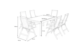 Sale Premium Garten-Essgruppe, anthrazit matt/schwarz, Alu/Textilene/Spraystone, Tisch 160/260 x 100 cm, ausziehbar, 6 Klappstühle Garten-Essgruppen