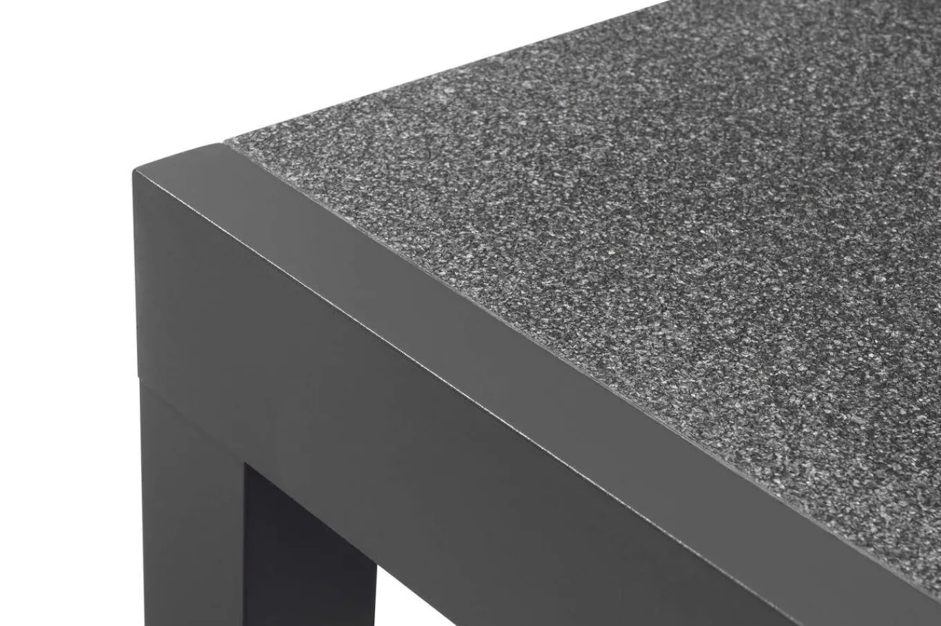 Sale Premium Garten-Essgruppe, anthrazit matt/schwarz, Alu/Textilene/Spraystone, Tisch 160/260 x 100 cm, ausziehbar, 6 Klappstühle Garten-Essgruppen