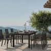 Outlet Premium Garten-Essgruppe, ® anthrazit matt, Alu/Textilene, Tisch 180/240x100cm, 6 Stapelsessel Garten-Essgruppen