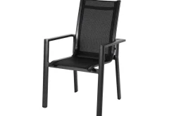 Outlet Premium Garten-Essgruppe, ® anthrazit matt, Alu/Textilene, Tisch 180/240x100cm, 6 Stapelsessel Garten-Essgruppen
