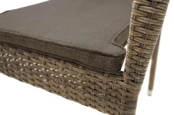 Clearance Rabida Balkon-Set, champagner-meliert, Polyrattan, Tisch 90x90 cm, 2 Stapelstühle, Glasplatte in Steinoptik Balkonmöbel-Set|Polyrattan-Gartenmöbel