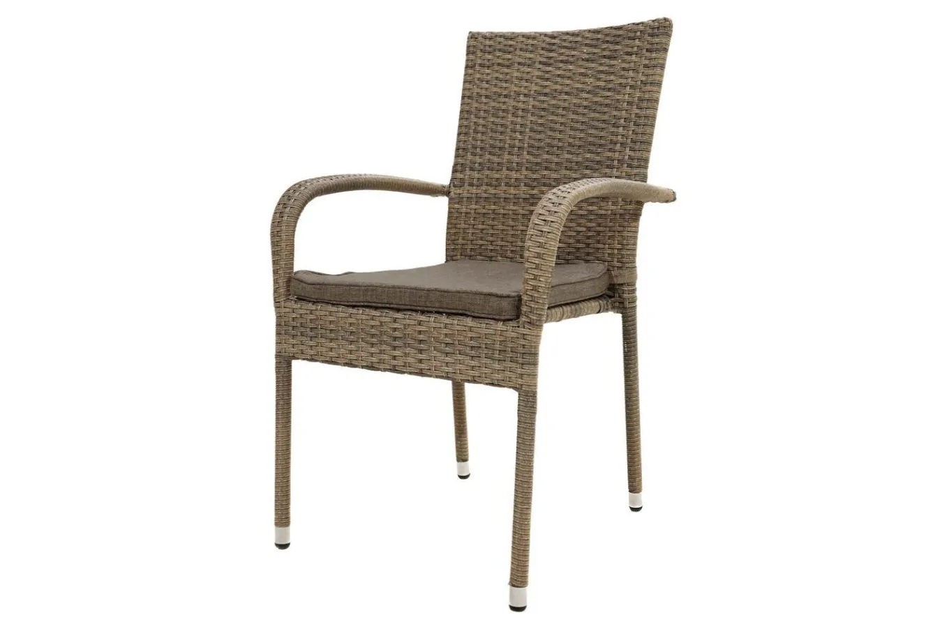 Clearance Rabida Balkon-Set, champagner-meliert, Polyrattan, Tisch 90x90 cm, 2 Stapelstühle, Glasplatte in Steinoptik Balkonmöbel-Set|Polyrattan-Gartenmöbel