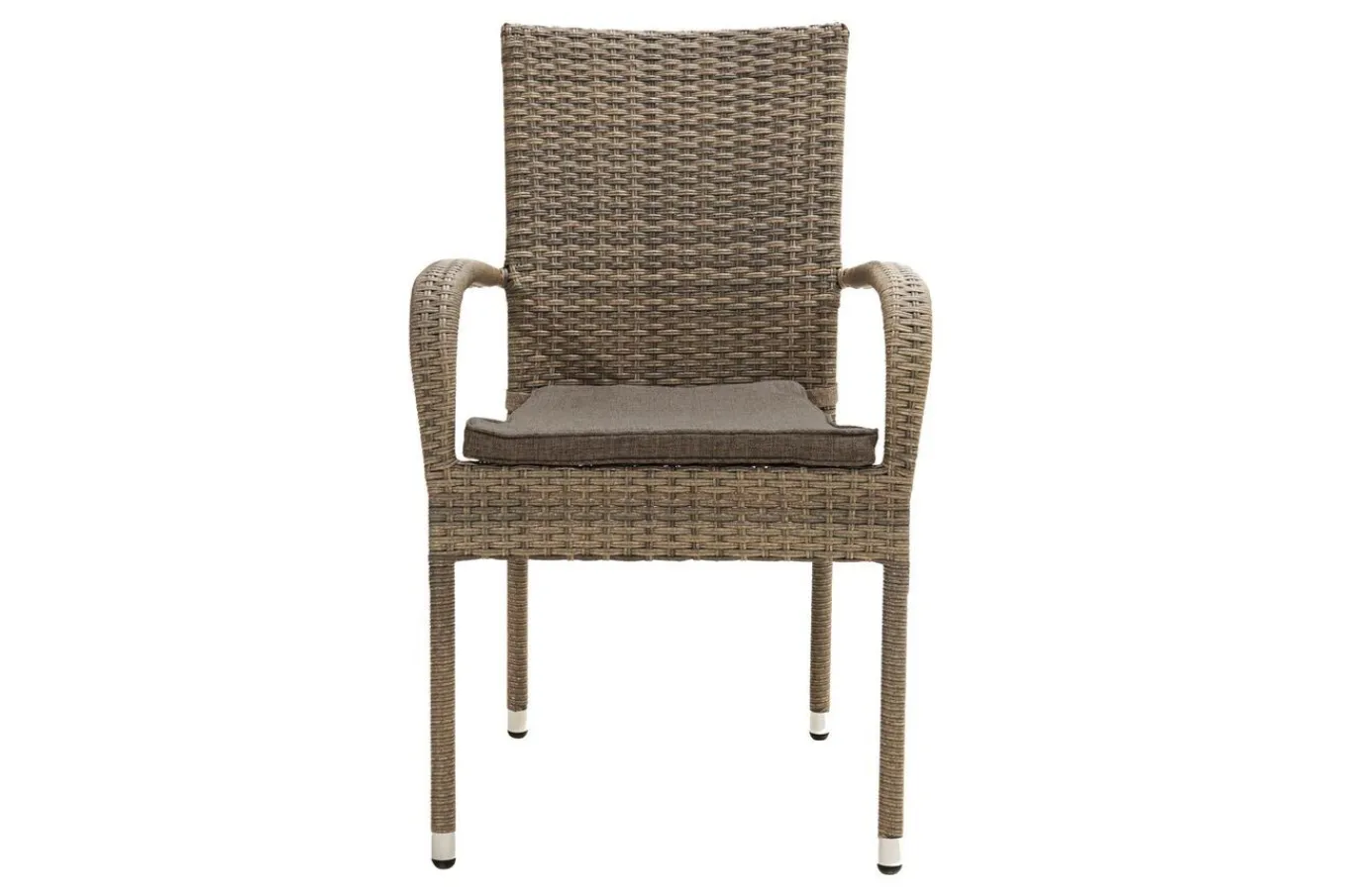 Clearance Rabida Balkon-Set, champagner-meliert, Polyrattan, Tisch 90x90 cm, 2 Stapelstühle, Glasplatte in Steinoptik Balkonmöbel-Set|Polyrattan-Gartenmöbel