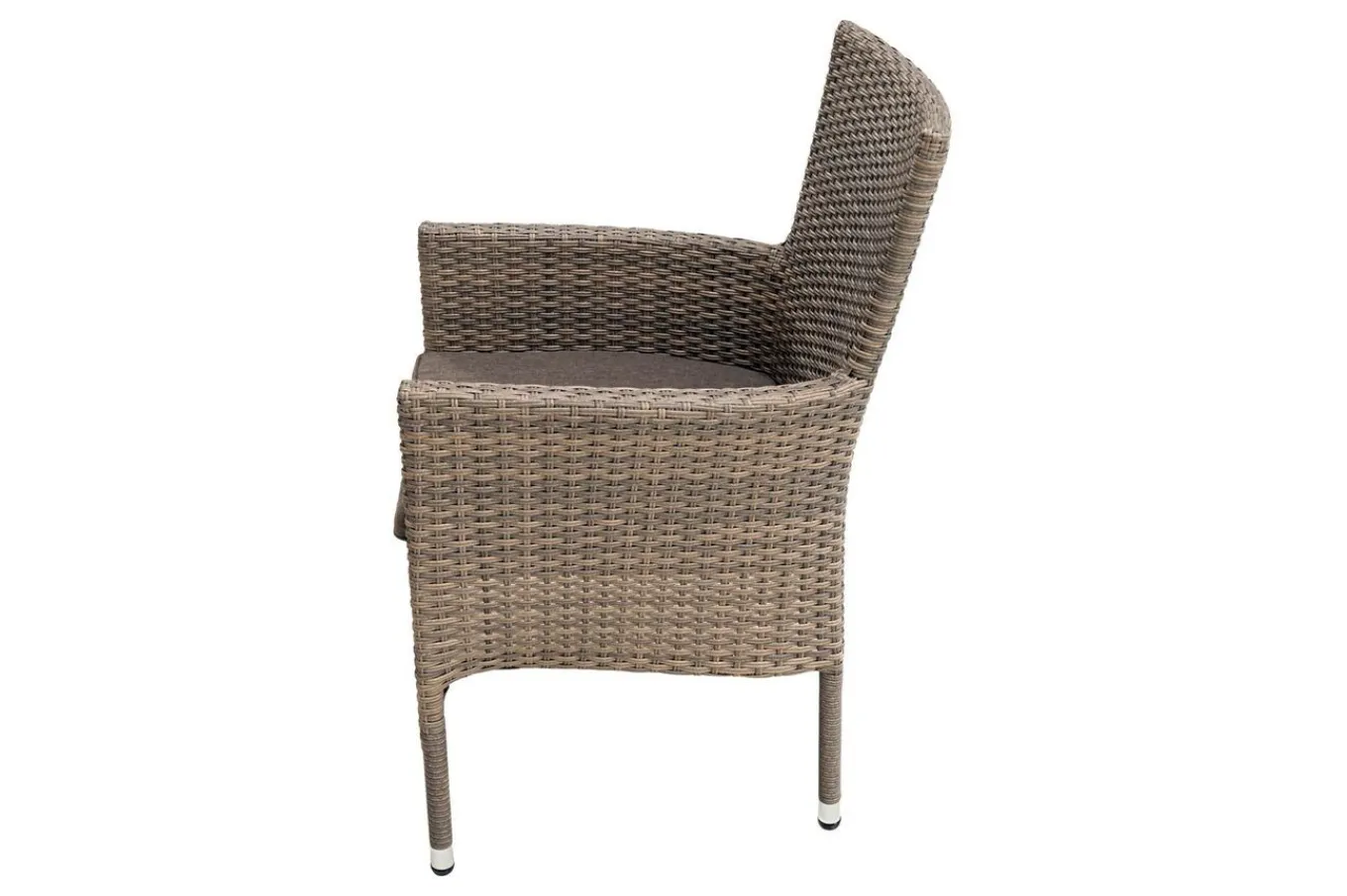 Best Rabida Balkon-Set, champagner-meliert, Polyrattan, Tisch 90x90 cm, 2 Stapelsessel, Glasplatte in Steinoptik Balkonmöbel-Set|Polyrattan-Gartenmöbel