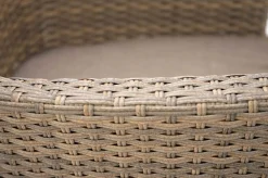 Best Rabida Balkon-Set, champagner-meliert, Polyrattan, Tisch 90x90 cm, 2 Stapelsessel, Glasplatte in Steinoptik Balkonmöbel-Set|Polyrattan-Gartenmöbel