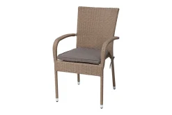 Rabida Basic Stapelstuhl, champagner-meliert, Polyrattan, 64 x 56 x 92 cm, inkl. Polster Polyrattan-Gartenmöbel|Gartenstühle & Gartensessel
