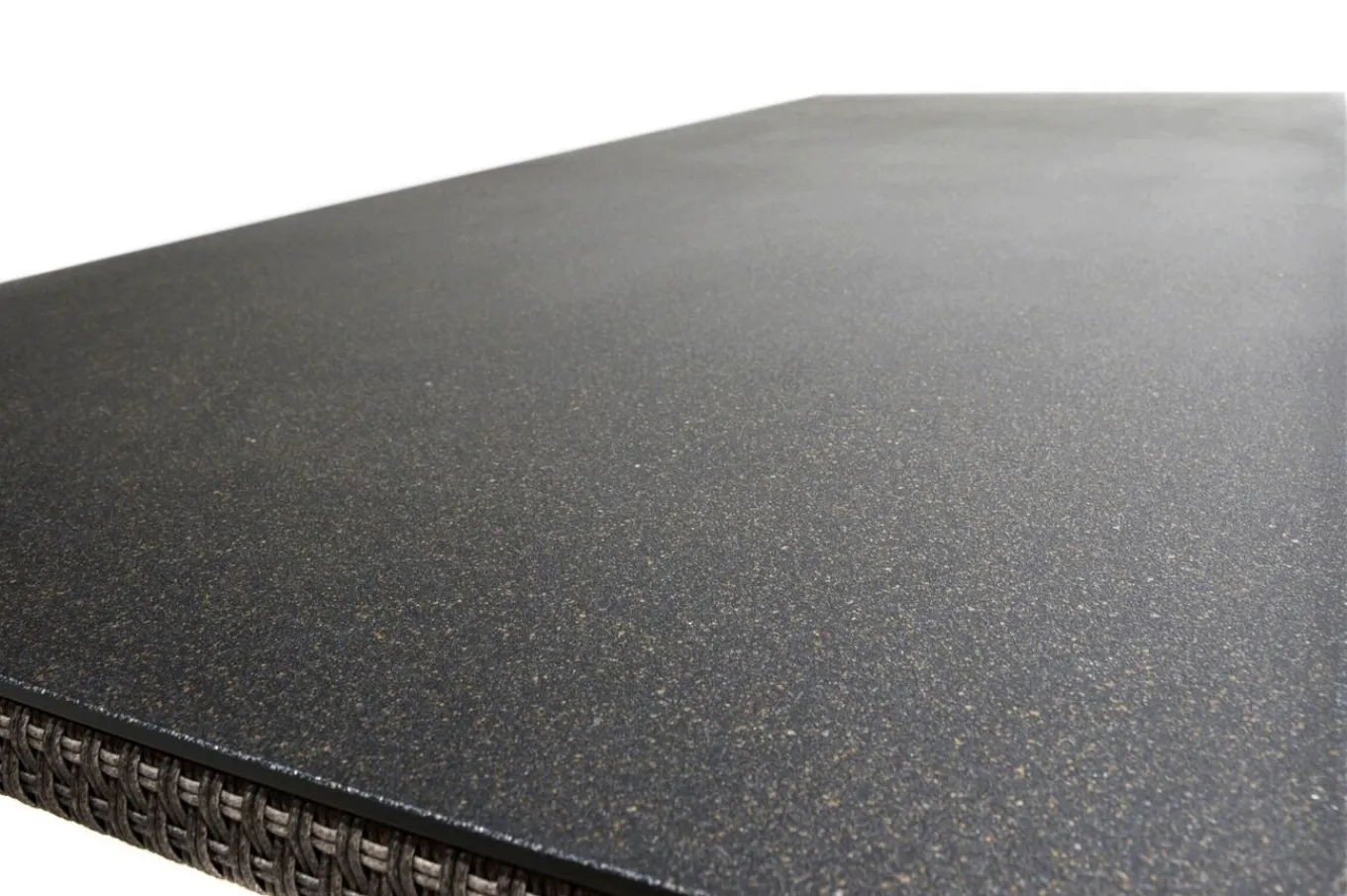 Clearance Rabida Dining Tisch, champagner-meliert, Polyrattan, 220 x 100 cm, Glasplatte in Steinoptik Gartentische|Polyrattan-Gartenmöbel