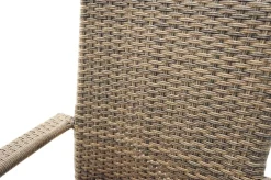 Outlet Rabida Garten-Essgruppe, champagner-meliert, Polyrattan, Tisch 90 x 90 cm, 4 Stapelstühle, Glasplatte in Steinoptik Polyrattan-Gartenmöbel|Garten-Essgruppen