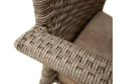 Outlet Rabida Garten-Essgruppe, champagner-meliert, Polyrattan, Tisch 90 x 90 cm, 4 Stapelstühle, Glasplatte in Steinoptik Polyrattan-Gartenmöbel|Garten-Essgruppen
