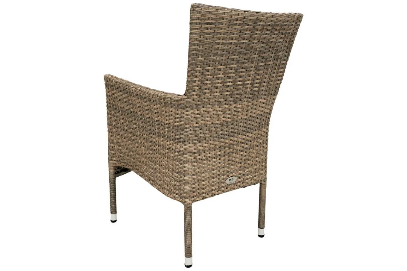 Rabida Garten-Essgruppe, champagner-meliert, Polyrattan, Tisch 90 x 90 cm, 4 Stapelsessel, Glasplatte in Steinoptik Polyrattan-Gartenmöbel|Garten-Essgruppen