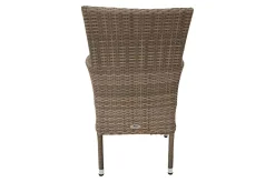 Rabida Garten-Essgruppe, champagner-meliert, Polyrattan, Tisch 90 x 90 cm, 4 Stapelsessel, Glasplatte in Steinoptik Polyrattan-Gartenmöbel|Garten-Essgruppen