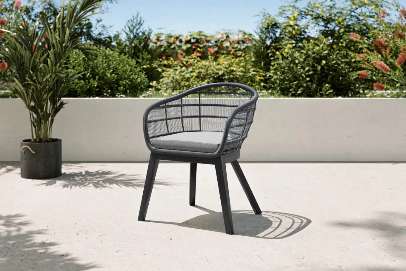 Hot Raffaelo Sessel, anthazit matt, Alu/Rope-Geflecht, inkl. Sitzkissen Aluminium-Gartenmöbel|Gartenstühle & Gartensessel