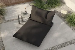 Ribe Gartenliegen-Set, dunkelgrau/schwarz, Aluminium/Polyester, 190 x 120 cm, verstellbar, inkl. Auflage und U-Beistelltisch Gartenliegen