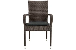 Hot Rocking Balkon-Set, grau/braun-meliert, Polyrattan, Tisch 90x90 cm, 2 Stapelstühle, Glasplatte in Steinoptik Balkonmöbel-Set|Polyrattan-Gartenmöbel
