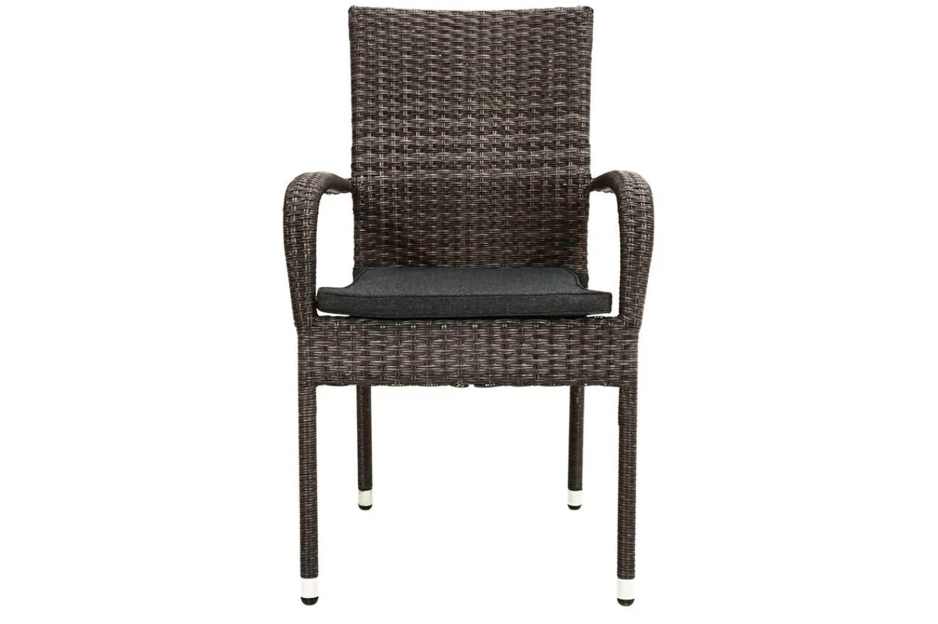 Hot Rocking Balkon-Set, grau/braun-meliert, Polyrattan, Tisch 90x90 cm, 2 Stapelstühle, Glasplatte in Steinoptik Balkonmöbel-Set|Polyrattan-Gartenmöbel
