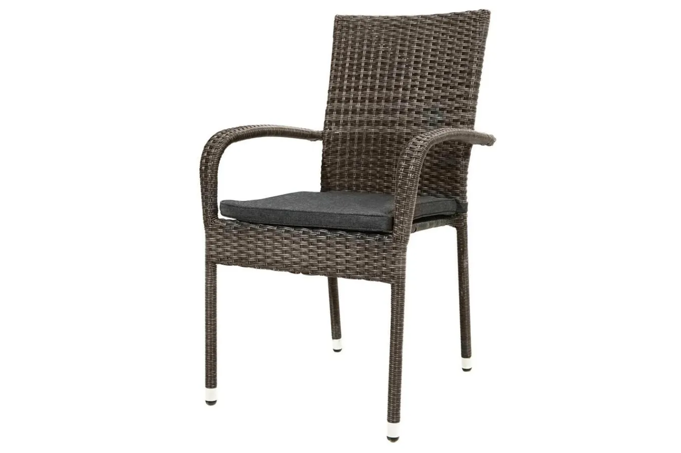 Hot Rocking Balkon-Set, grau/braun-meliert, Polyrattan, Tisch 90x90 cm, 2 Stapelstühle, Glasplatte in Steinoptik Balkonmöbel-Set|Polyrattan-Gartenmöbel