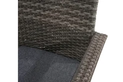 Hot Rocking Balkon-Set, grau/braun-meliert, Polyrattan, Tisch 90x90 cm, 2 Stapelstühle, Glasplatte in Steinoptik Balkonmöbel-Set|Polyrattan-Gartenmöbel