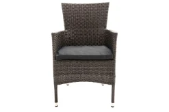 Hot Rocking Balkon-Set, grau/braun-meliert, Polyrattan, Tisch 90x90 cm, 2 Stapelsessel, Glasplatte in Steinoptik Balkonmöbel-Set|Polyrattan-Gartenmöbel