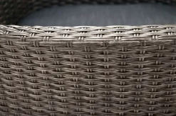 Hot Rocking Balkon-Set, grau/braun-meliert, Polyrattan, Tisch 90x90 cm, 2 Stapelsessel, Glasplatte in Steinoptik Balkonmöbel-Set|Polyrattan-Gartenmöbel