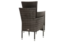 Hot Rocking Balkon-Set, grau/braun-meliert, Polyrattan, Tisch 90x90 cm, 2 Stapelsessel, Glasplatte in Steinoptik Balkonmöbel-Set|Polyrattan-Gartenmöbel