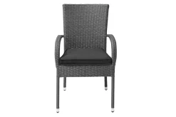 Outlet Rocking Basic Stapelstuhl, grau/braun-meliert, Polyrattan, 56 x 64 x 92 cm, inkl. Polster Polyrattan-Gartenmöbel|Gartenstühle & Gartensessel