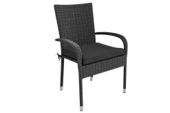Outlet Rocking Basic Stapelstuhl, grau/braun-meliert, Polyrattan, 56 x 64 x 92 cm, inkl. Polster Polyrattan-Gartenmöbel|Gartenstühle & Gartensessel