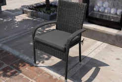 Outlet Rocking Basic Stapelstuhl, grau/braun-meliert, Polyrattan, 56 x 64 x 92 cm, inkl. Polster Polyrattan-Gartenmöbel|Gartenstühle & Gartensessel