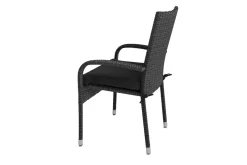 Outlet Rocking Basic Stapelstuhl, grau/braun-meliert, Polyrattan, 56 x 64 x 92 cm, inkl. Polster Polyrattan-Gartenmöbel|Gartenstühle & Gartensessel