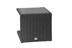 Outlet Rocking Beistelltisch, grau/braun-meliert, Polyrattan, 50x45x50 cm, Glasplatte in Steinoptik Gartentische|Polyrattan-Gartenmöbel