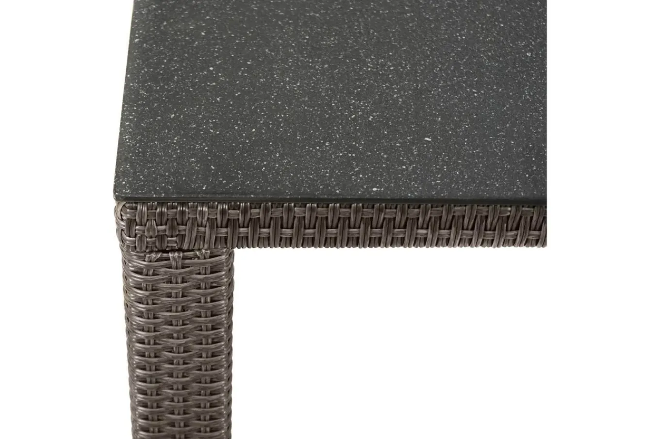 Hot Rocking Comfort Dining Tisch, grau/braun-meliert, Polyrattan, 180x110 cm, Glasplatte Steinoptik Gartentische|Polyrattan-Gartenmöbel