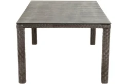 Hot Rocking Comfort Dining Tisch, grau/braun-meliert, Polyrattan, 180x110 cm, Glasplatte Steinoptik Gartentische|Polyrattan-Gartenmöbel