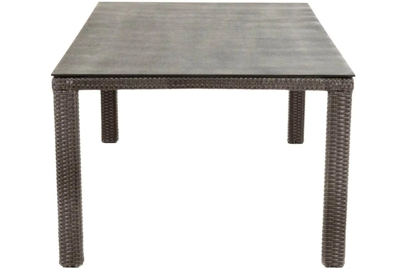 Hot Rocking Comfort Dining Tisch, grau/braun-meliert, Polyrattan, 180x110 cm, Glasplatte Steinoptik Gartentische|Polyrattan-Gartenmöbel