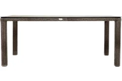 Hot Rocking Comfort Dining Tisch, grau/braun-meliert, Polyrattan, 180x110 cm, Glasplatte Steinoptik Gartentische|Polyrattan-Gartenmöbel