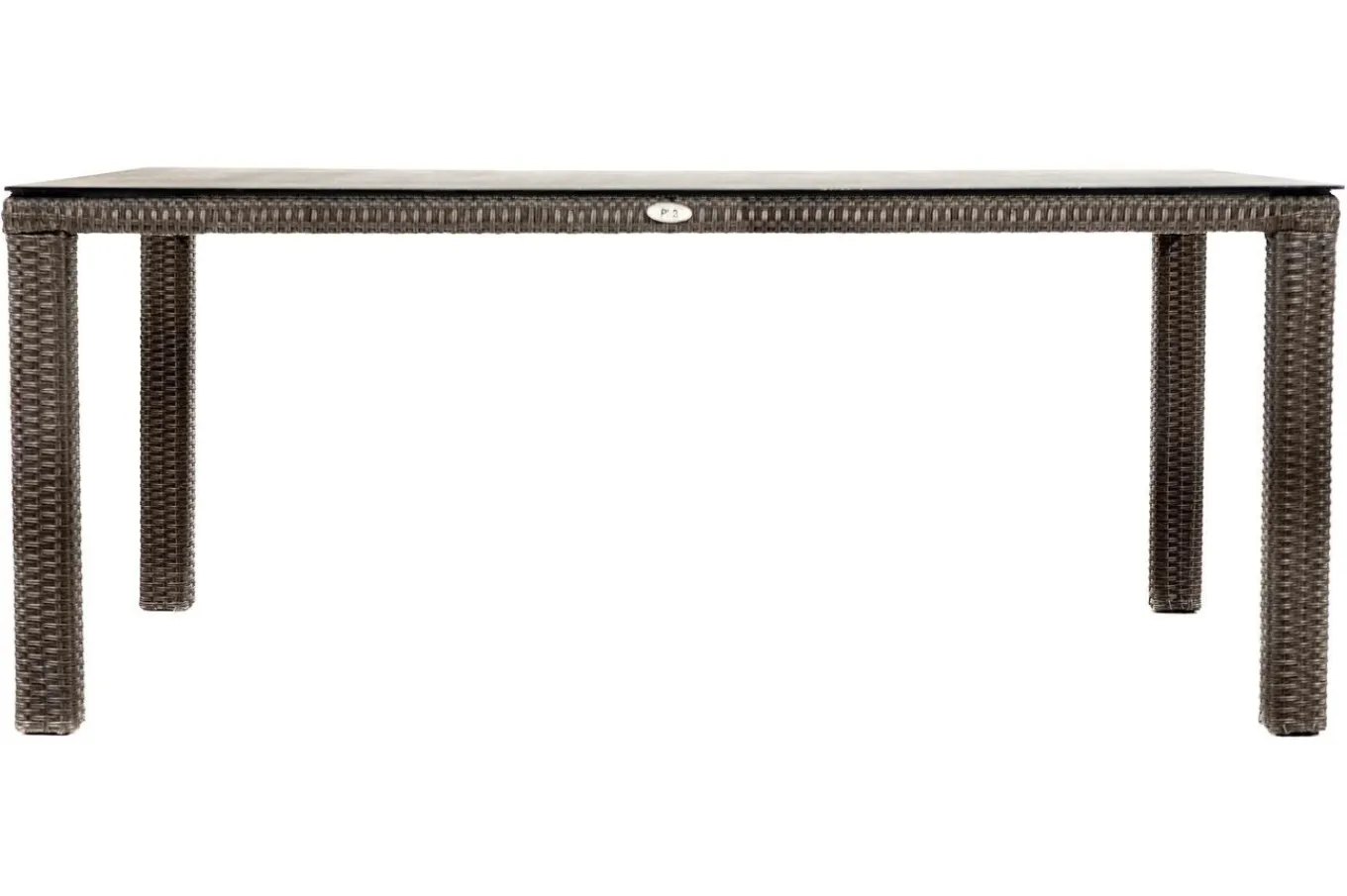Hot Rocking Comfort Dining Tisch, grau/braun-meliert, Polyrattan, 180x110 cm, Glasplatte Steinoptik Gartentische|Polyrattan-Gartenmöbel