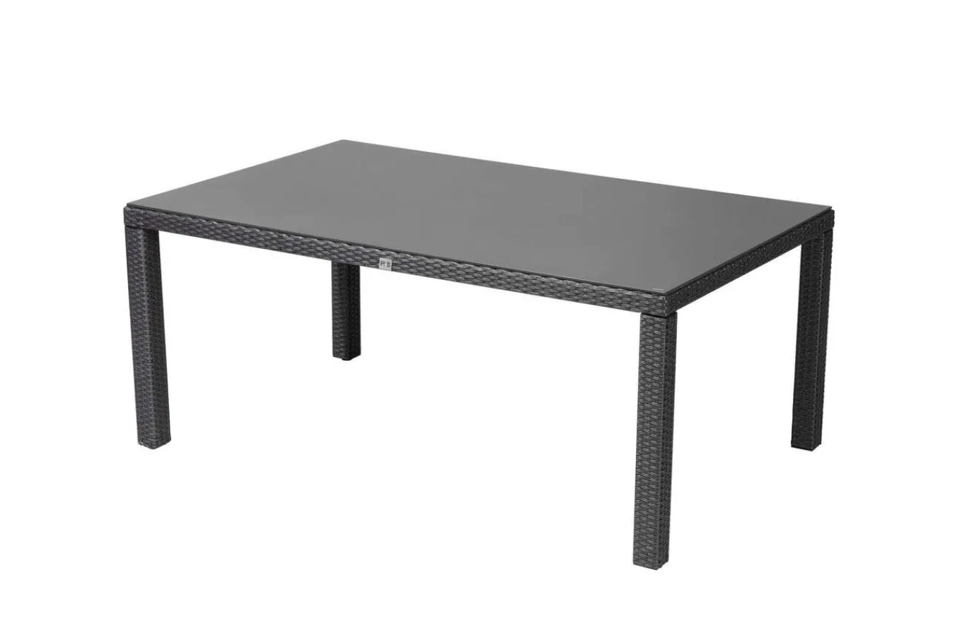 Hot Rocking Comfort Dining Tisch, grau/braun-meliert, Polyrattan, 180x110 cm, Glasplatte Steinoptik Gartentische|Polyrattan-Gartenmöbel