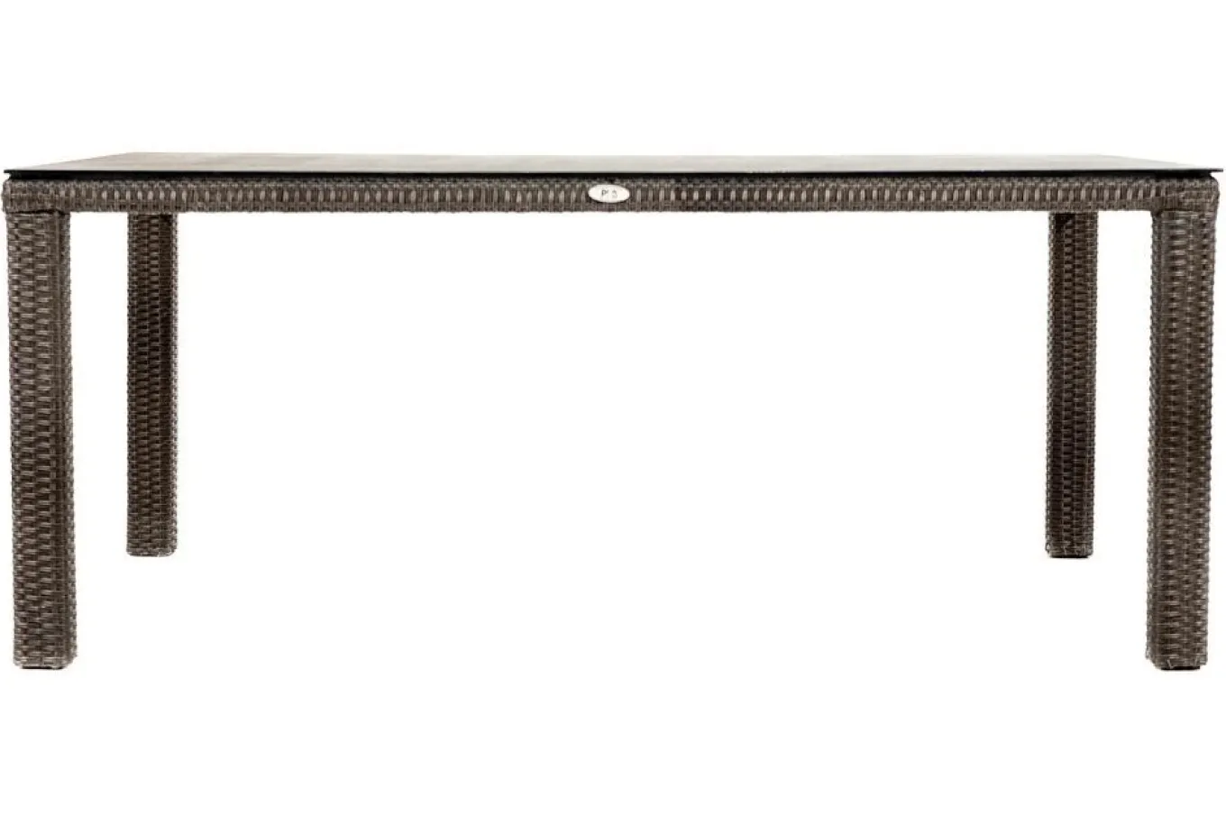 Hot Rocking Comfort Dining Tisch, grau/braun-meliert, Polyrattan, 180x110 cm, Glasplatte Steinoptik Gartentische|Polyrattan-Gartenmöbel