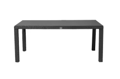 Hot Rocking Comfort Dining Tisch, grau/braun-meliert, Polyrattan, 180x110 cm, Glasplatte Steinoptik Gartentische|Polyrattan-Gartenmöbel