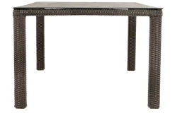 Hot Rocking Comfort Dining Tisch, grau/braun-meliert, Polyrattan, 180x110 cm, Glasplatte Steinoptik Gartentische|Polyrattan-Gartenmöbel